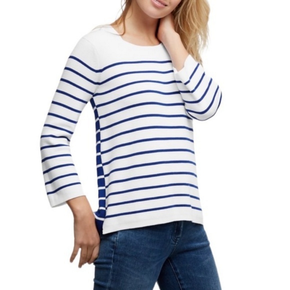 NWT Tommy Bahama Pickford Milano Blue‎ & White Striped Crewneck Sweater